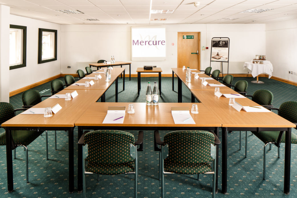 The Park Avenue meeting room at Mercure Bolton Georgian House Hotel, set up ready for a meeting