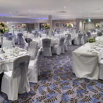 Angled view of the lakeside suite set for a wedding at mercure gloucester bowden hall hotel