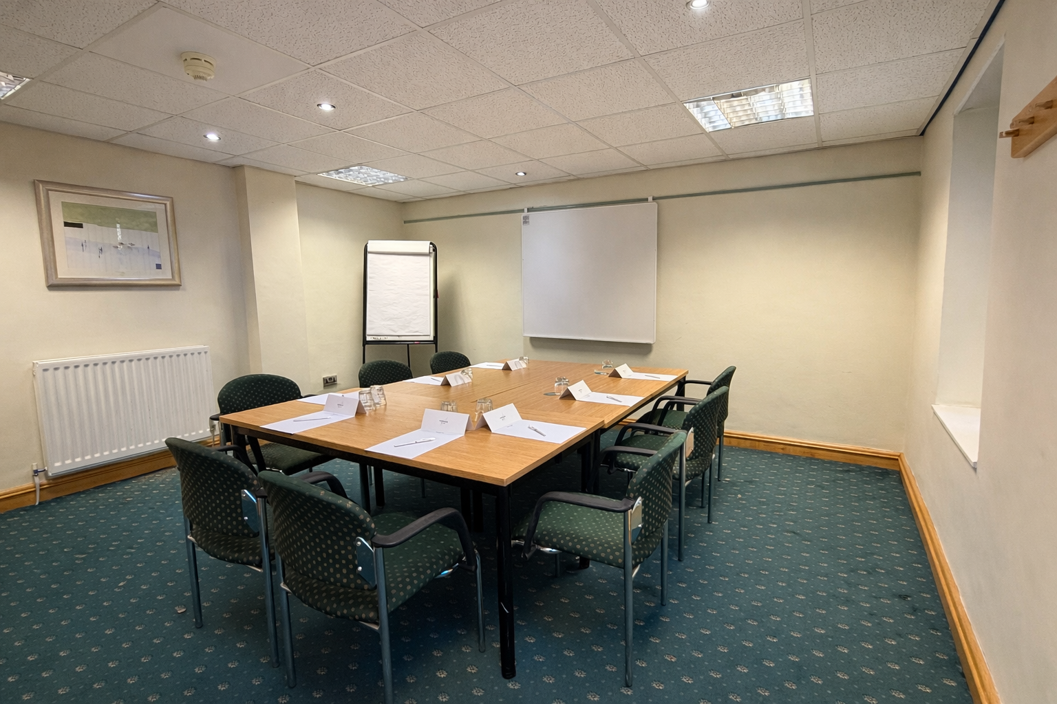 The Central Park meeting room at Mercure Bolton Georgian House Hotel, breakout area in background